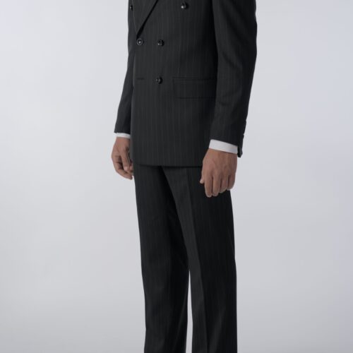 2-Delig Double Brest Zwart Grijs Gestreept