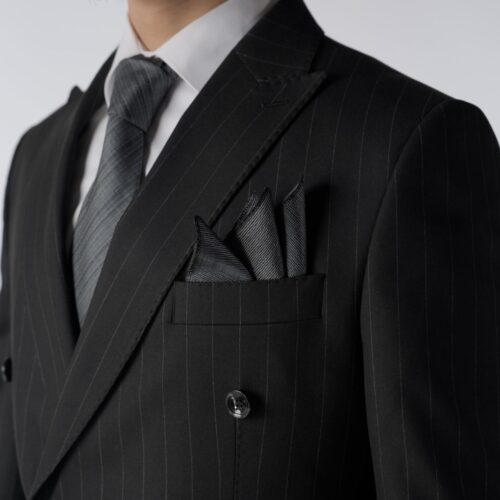 2-Delig Double Brest Zwart Grijs Gestreept