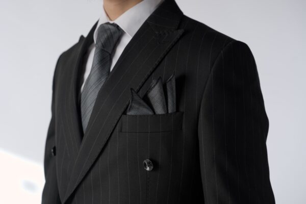 2-Delig Double Brest Zwart Grijs Gestreept