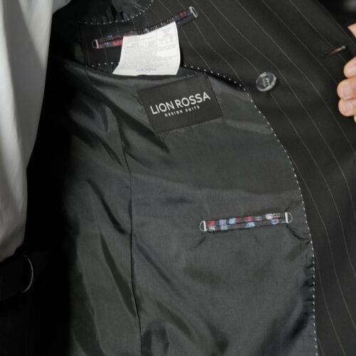 2-Delig Double Brest Zwart Grijs Gestreept