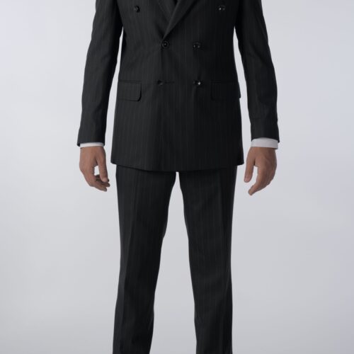 2-Delig Double Brest Zwart Grijs Gestreept