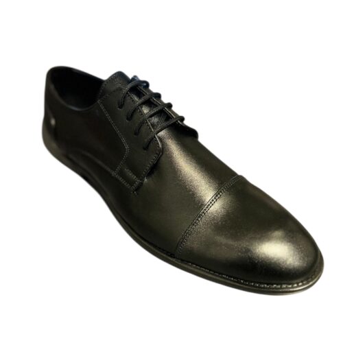 Heren Leren Schoen Zwart Dubbel